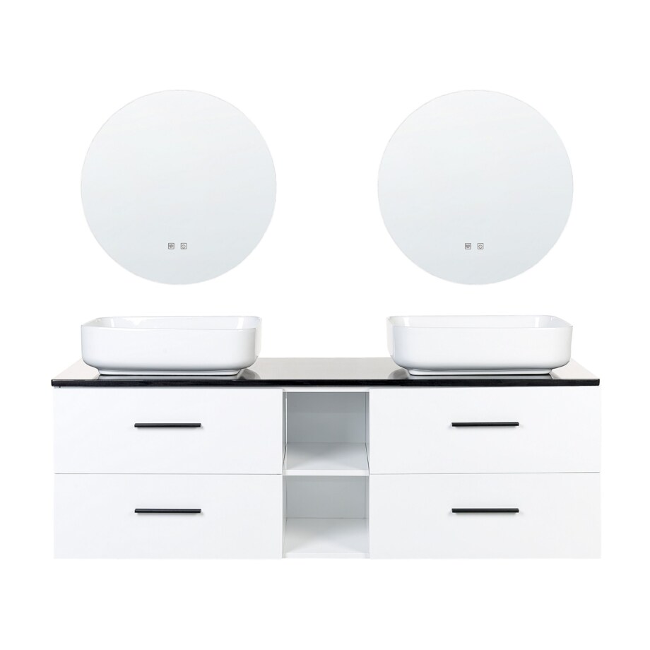 Zestaw mebli łazienkowych z podwójną umywalką i lustrami biały PILAR