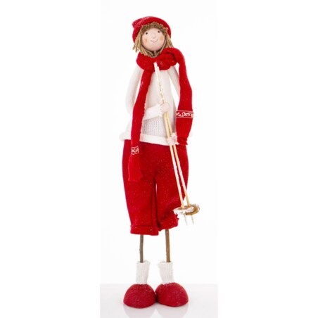 Dekoracja - figurka 50x15x17 cm SUKIYA z kijkami narciarskimi
