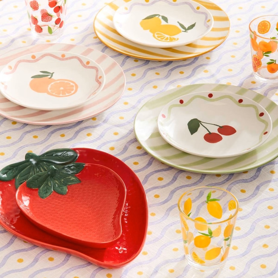 Komplet 6 porcelanowych talerzy deserowych Cherry, 19 cm