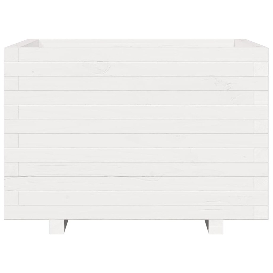 vidaXL Donica ogrodowa, biała, 70x70x49,5 cm, lite drewno sosnowe