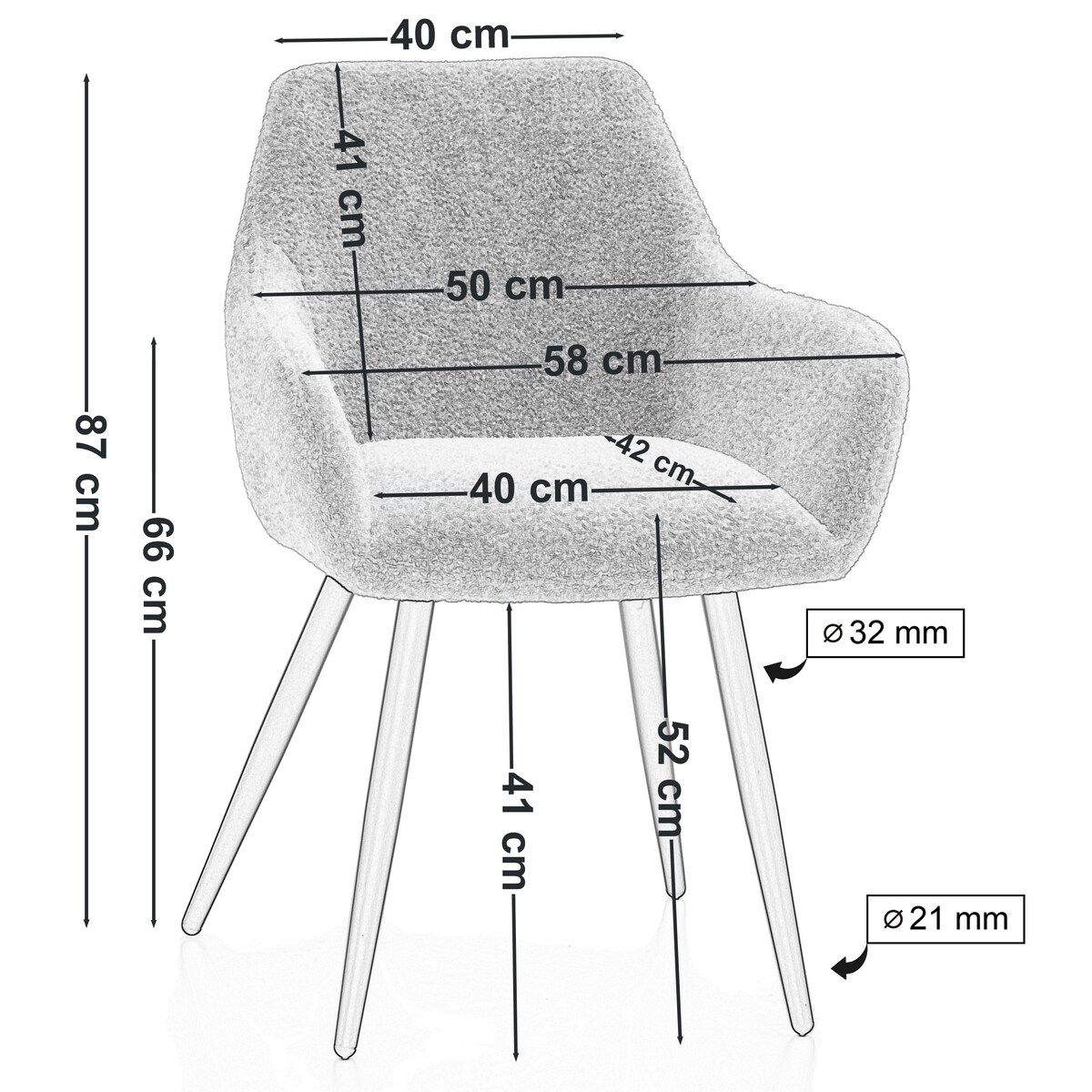 KRZESŁO TAPICEROWANE PIKOWANE TKANINA BOUCLE TEDDY JASNY BEŻ