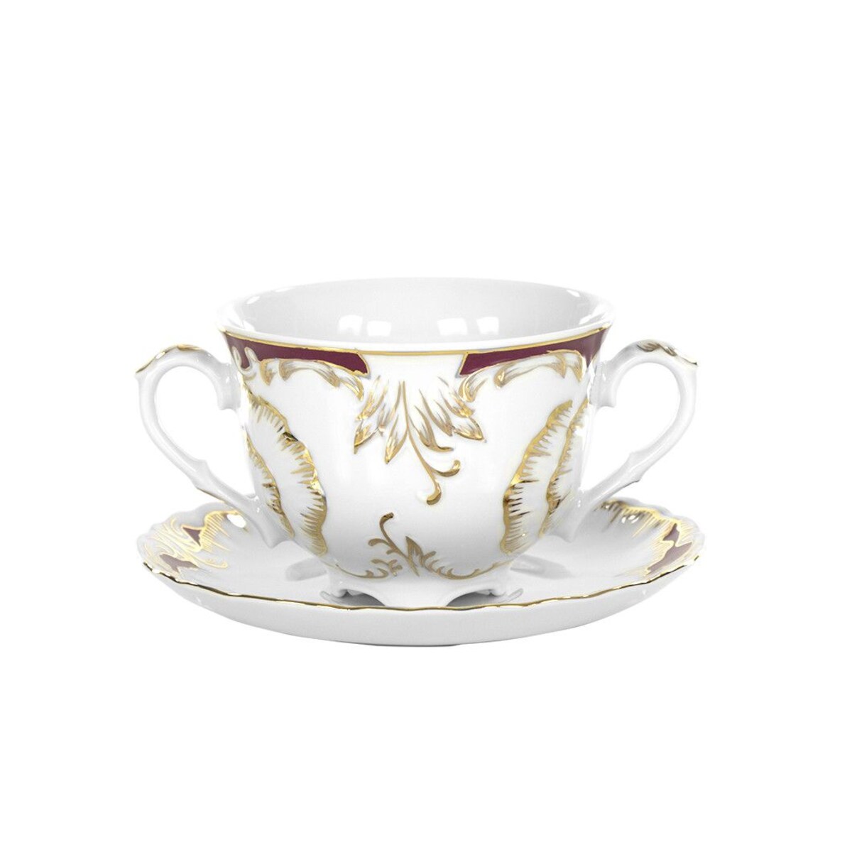 Bulionówka 330 ml ze spodkiem Rococo Purpura 0040