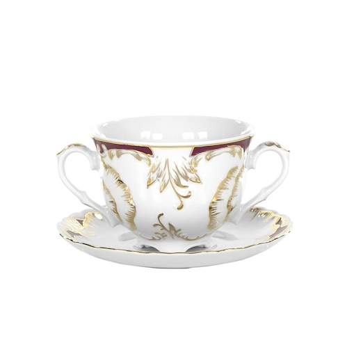 Bulionówka 330 ml ze spodkiem Rococo Purpura 0040