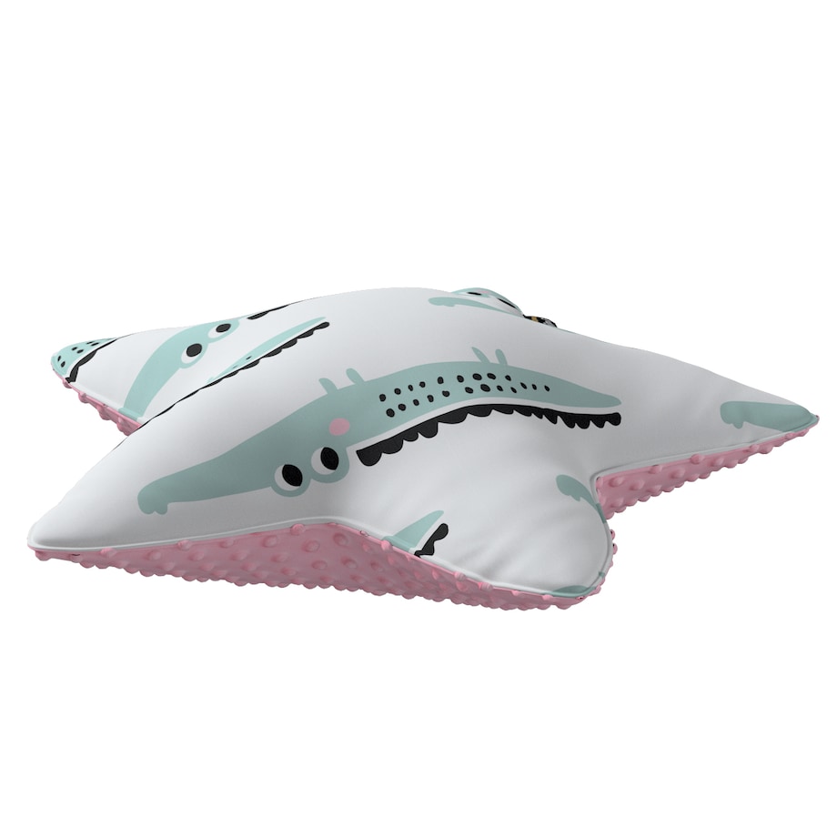 Poduszka Lucky Star z minky, ecru-zielony, 52x15x52cm, Magic Collection