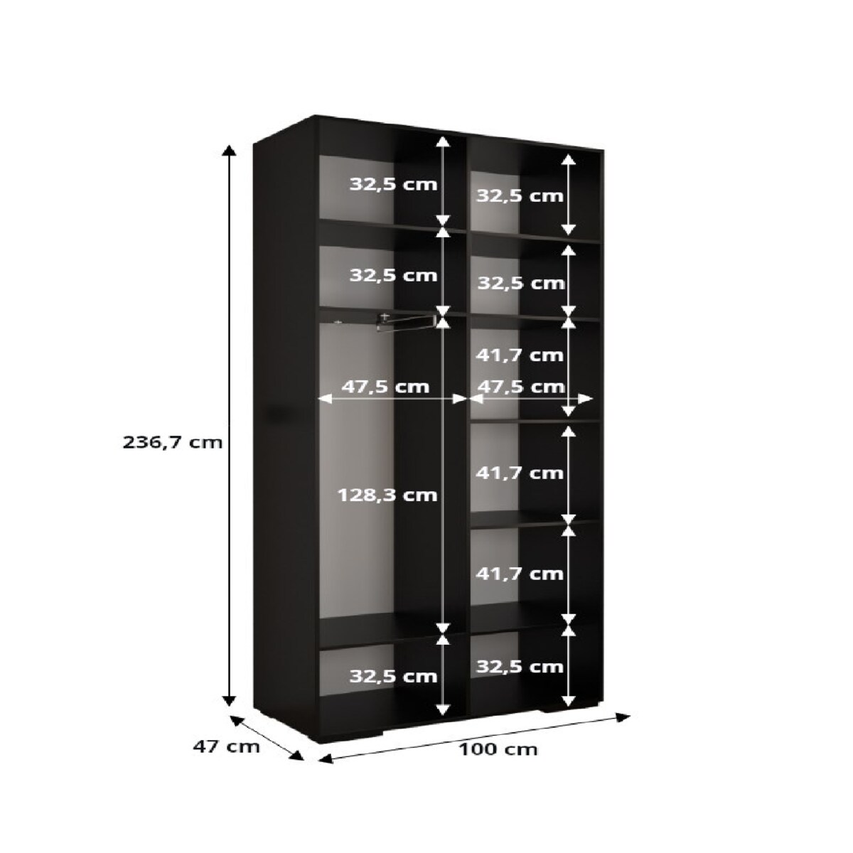 Szafa przesuwna Garderoba MANHATTAN RYFEL 9 200 gł. 47 czarny