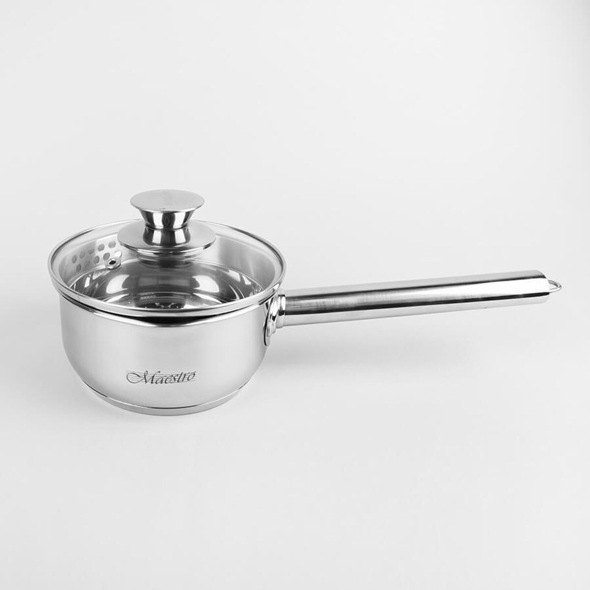 Rondel stalowy z pokrywką na indukcję gaz mały 14cm 1.0L MAESTRO