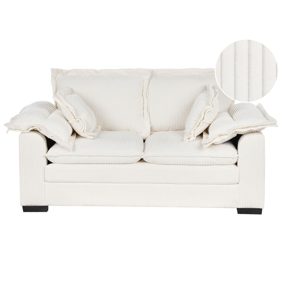 Sofa 2-osobowa sztruksowa biała TIRRO