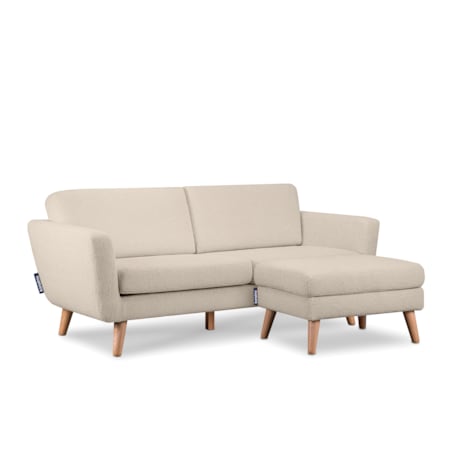 KONSIMO TAGIO Skandynawska 3-osobowa sofa pluszowa w kolorze kremowym
