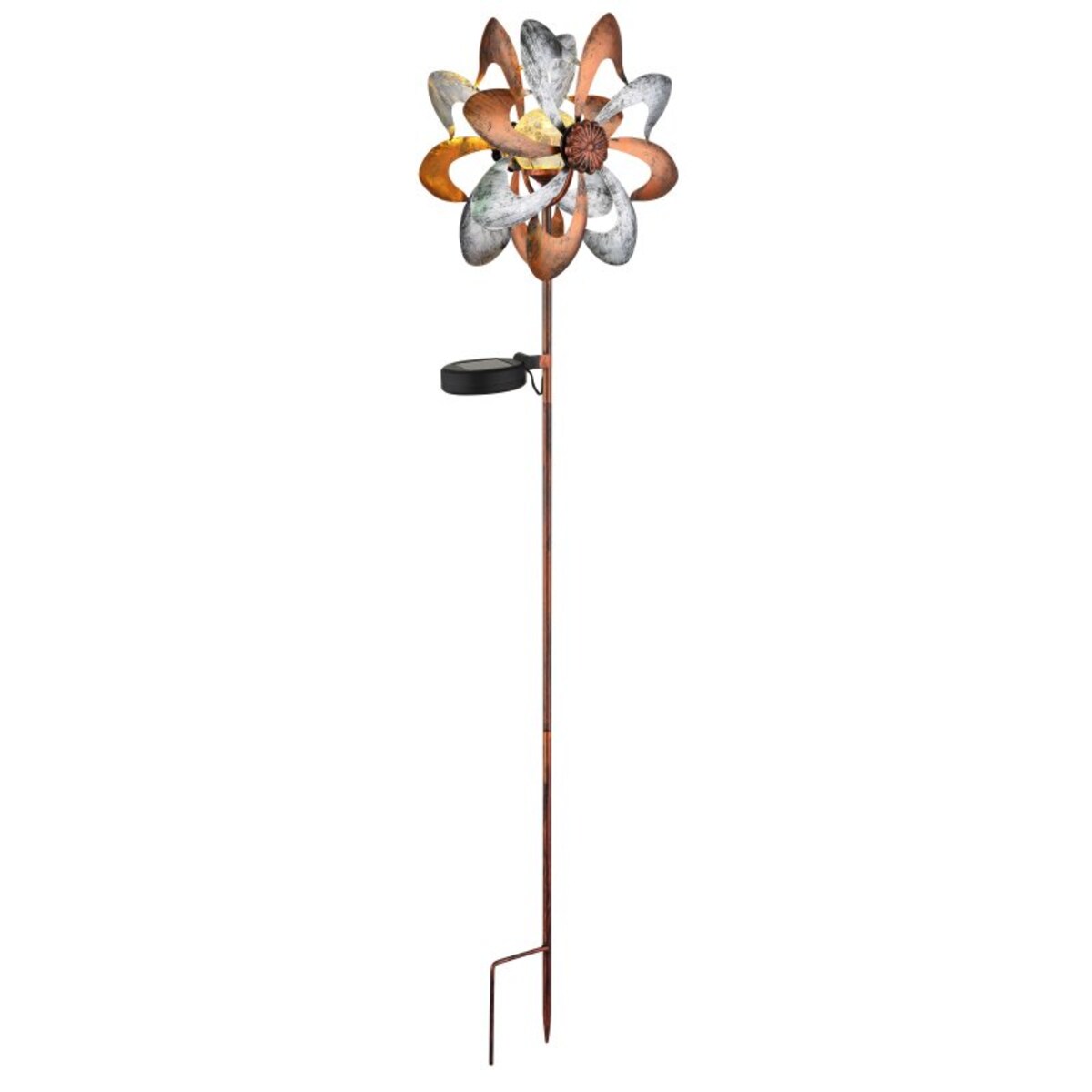 Lampa solarna ogrodowa LED Globo SOLAR 36574, koło wiatrowe, 92 cm, IP44, metal, ciepłe światło 3000K, złota