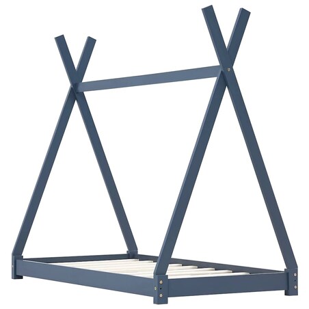 vidaXL Rama łóżka dziecięcego, szara, lite drewno sosnowe, 70 x 140 cm