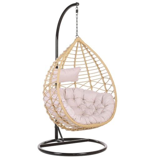 Fotel wiszący ze stojakiem z technorattanu naturalny ARSITA