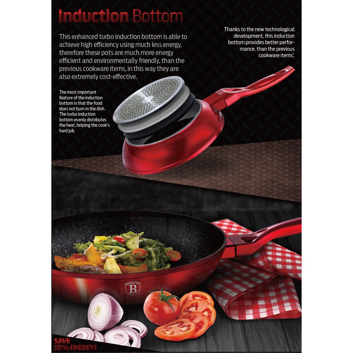 Patelnia z powłoką granitową 30cm BERLINGER HAUS Burgundy