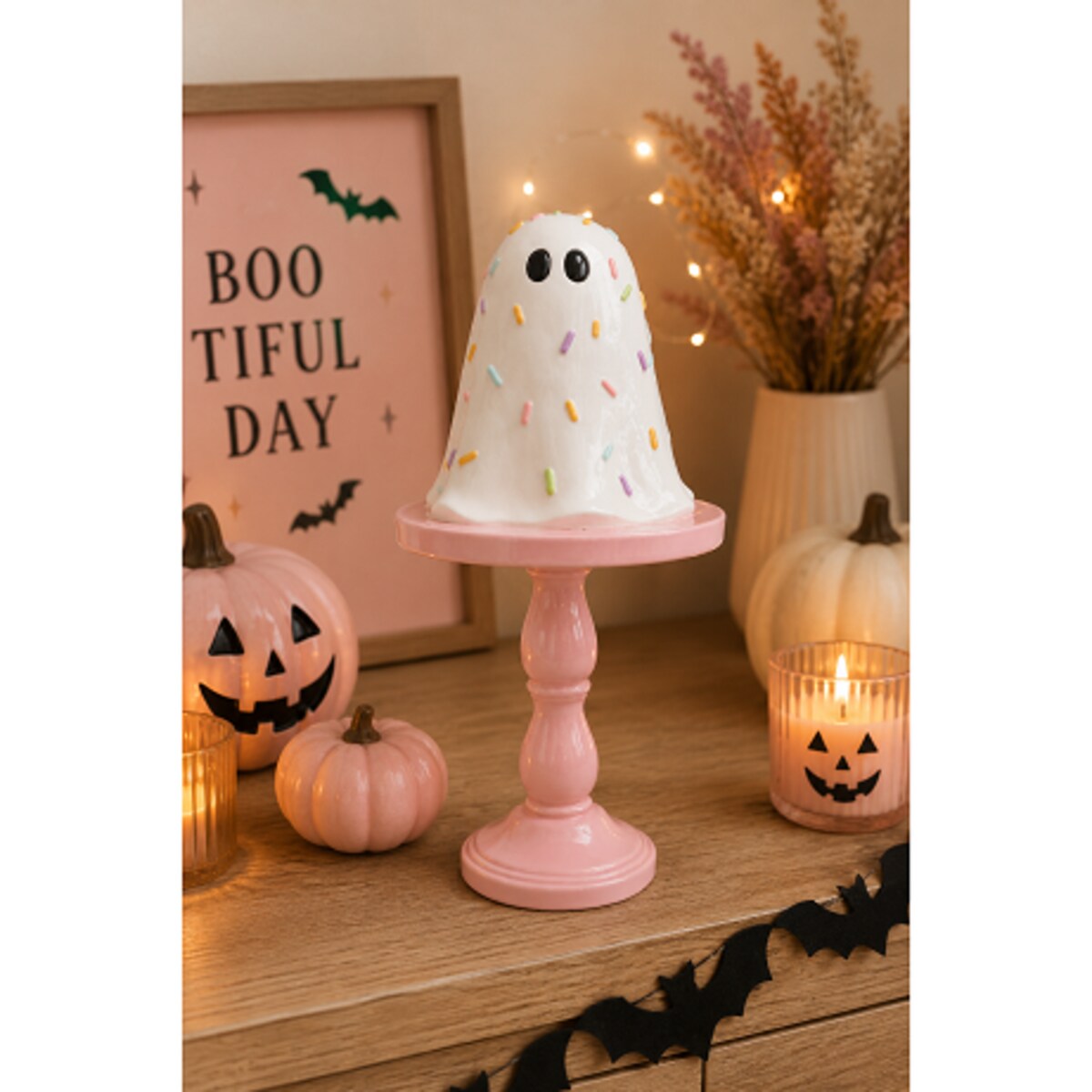 Dekoracja Halloween - duszek na postumencie 34,8x16,3x16,3 cm AUMENTO