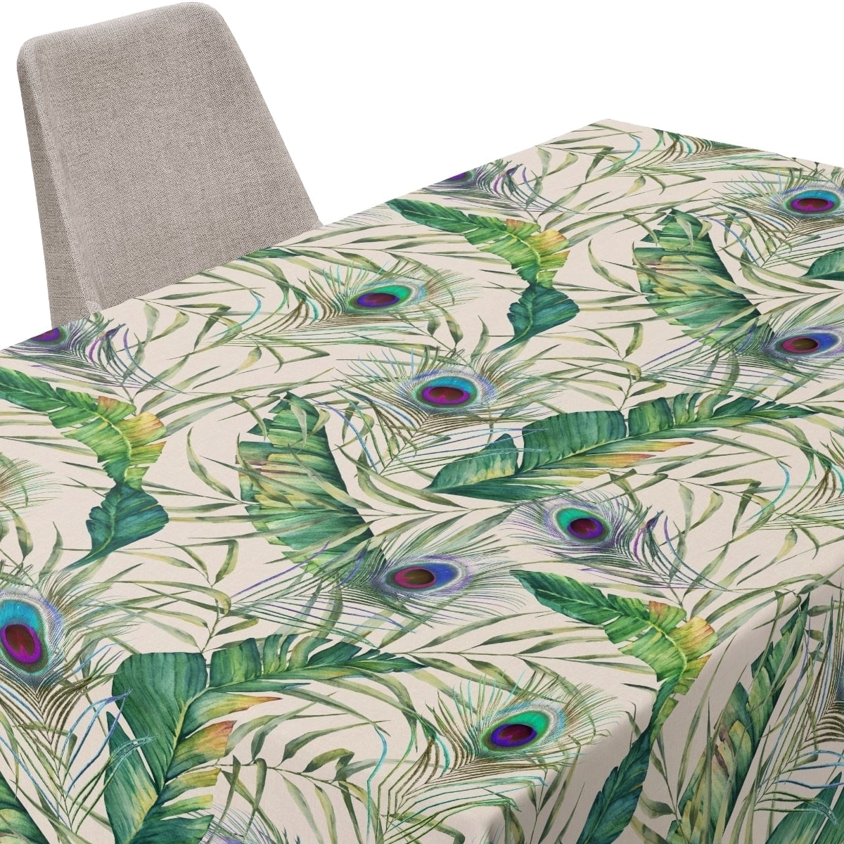 Obrus Velvet - Pawie Pióra - 120x180 cm - zielony