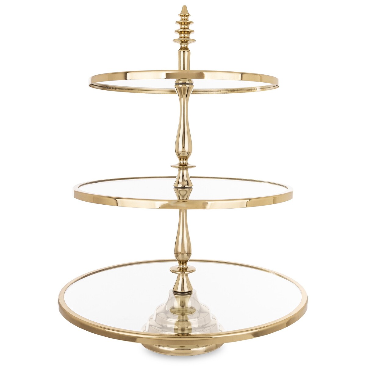 Patera szklana 3-poziomy 56x41x41 cm LONDA złota