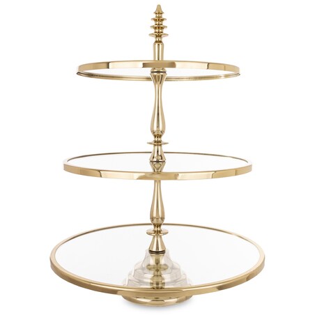 Patera szklana 3-poziomy 56x41x41 cm LONDA złota