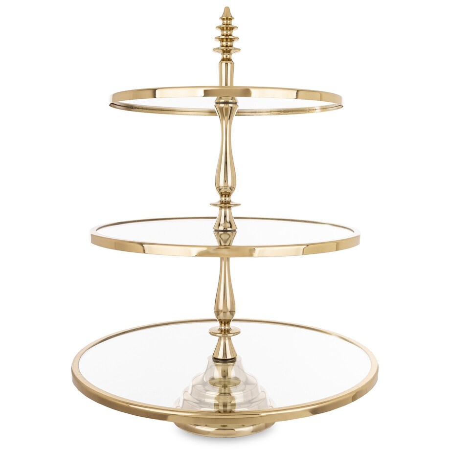 Patera szklana 3-poziomy 56x41x41 cm LONDA złota