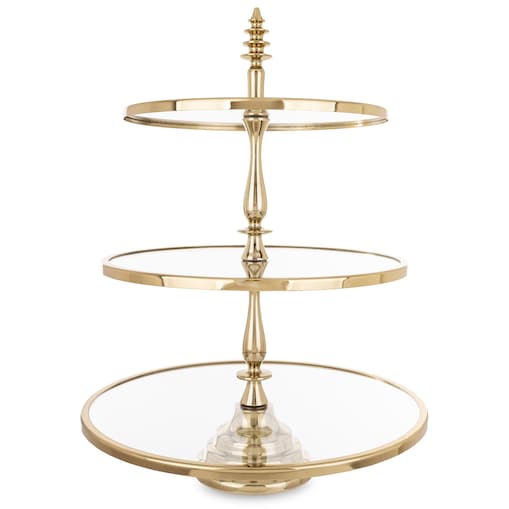 Patera szklana 3-poziomy 56x41x41 cm LONDA złota