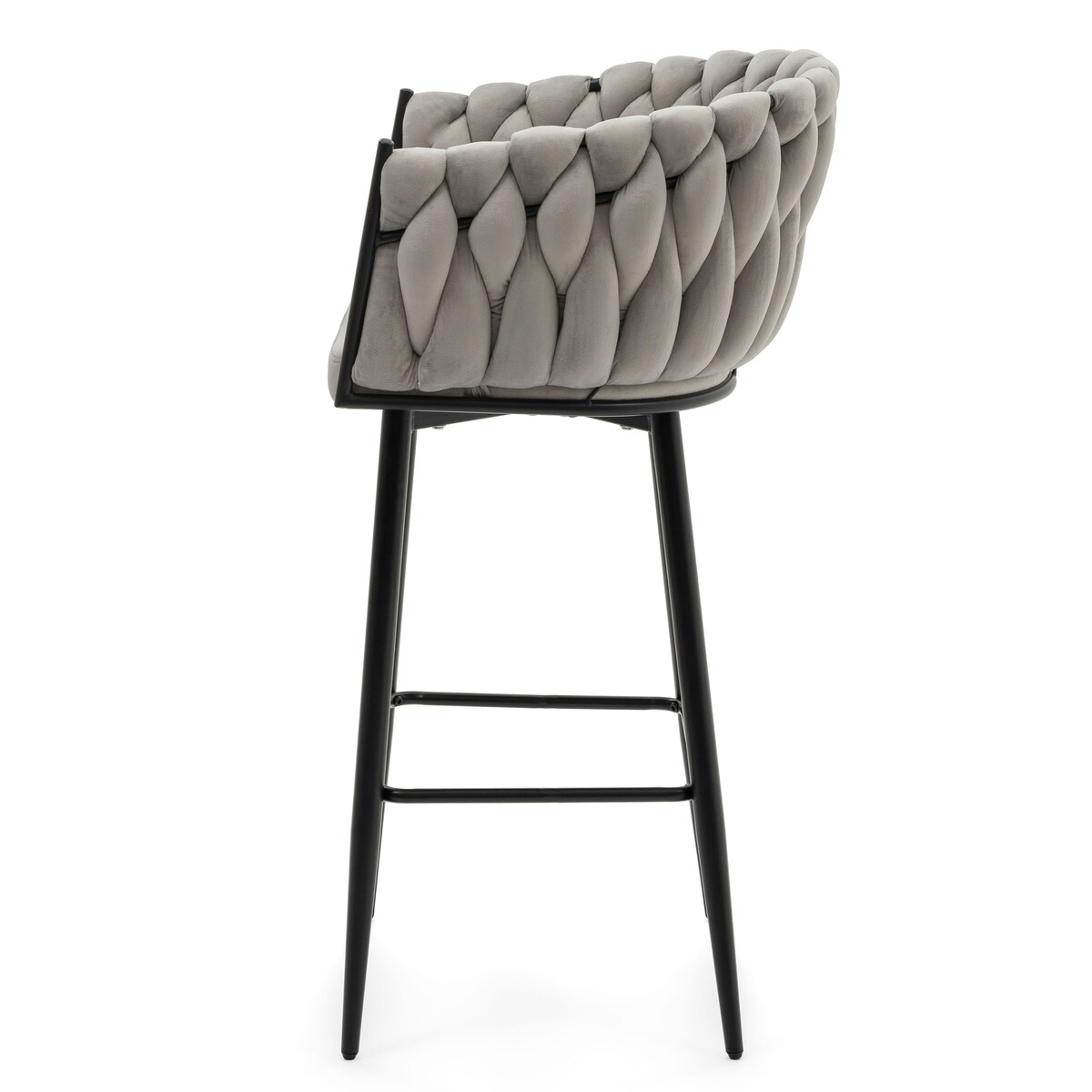 Hoker tapicerowany welurowy pleciony do salonu jadalni barowy glamour LATINA