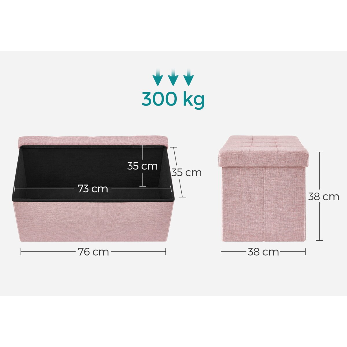 Pufa 76X38X38 Cm Różowy