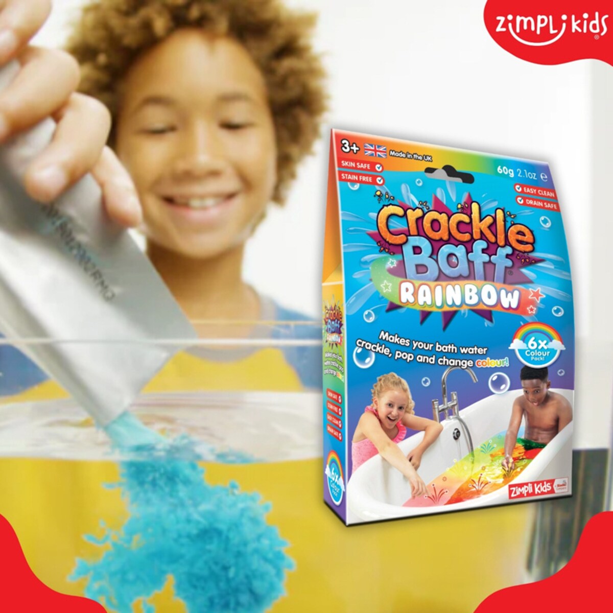 Strzelający proszek do kąpieli Crackle Baff Colours 6 użyć 6 kolorów 3+ Zimpli Kids