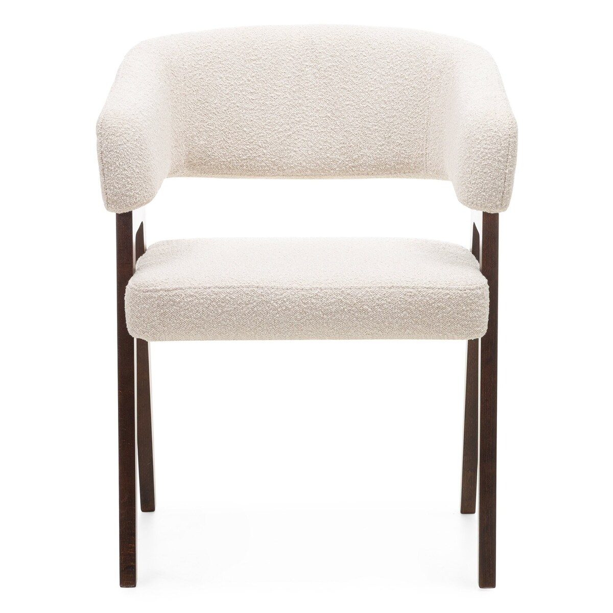 Krzesło tapicerowane, bouclé, jasnobeżowe/orzech Coba