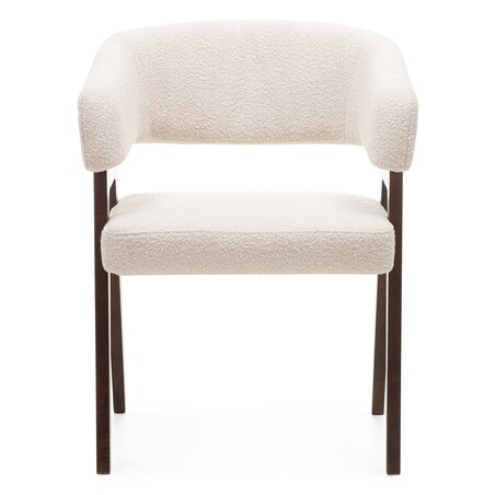 Krzesło tapicerowane, bouclé, jasnobeżowe/orzech Coba