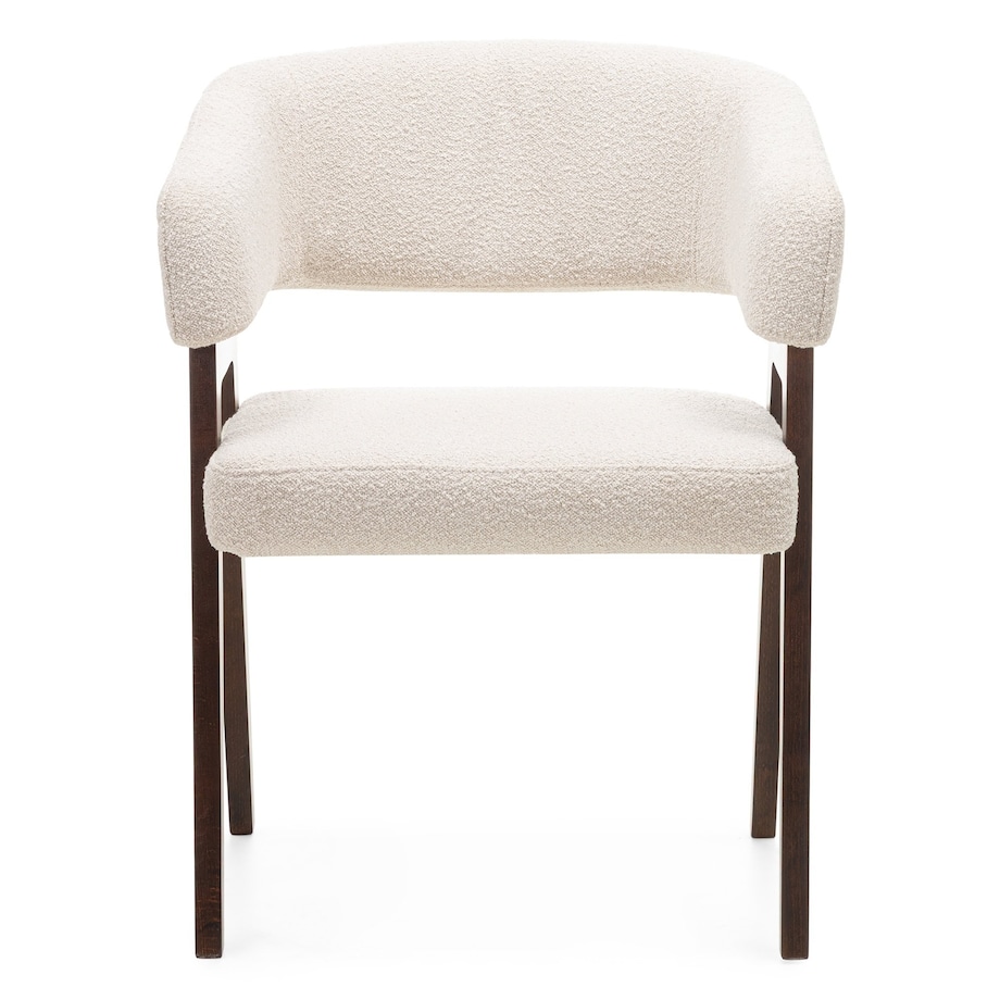 Krzesło tapicerowane, bouclé, jasnobeżowe/orzech Coba