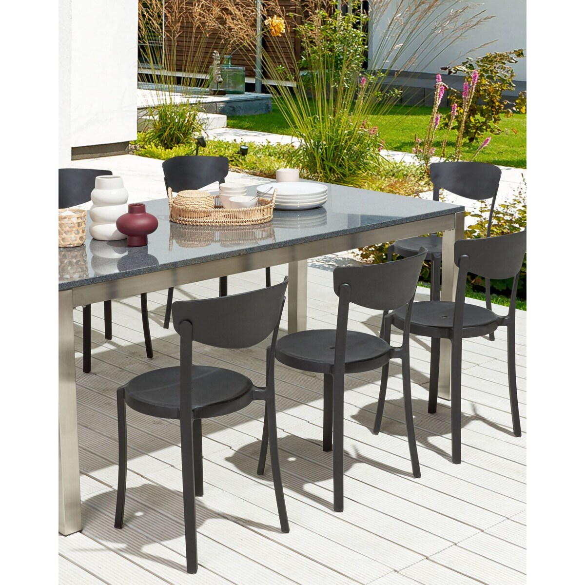 Zestaw 8 krzeseł do jadalni czarny VIESTE