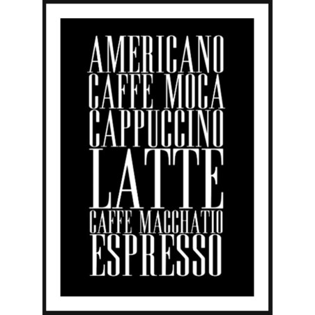 Poster Story, Plakat, Obraz - Popularne Kawy na Czarnym Tle, wymiary 60 x 84 cm