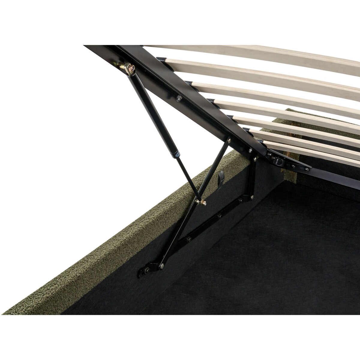 Łóżko z pojemnikiem bez zagłówka Boucle DINAN 140 x 200 cm Ciemnozielony