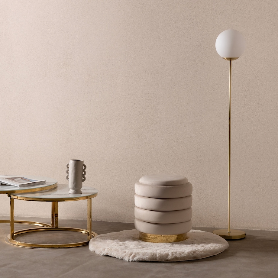 Pufa beżowa ze schowkiem Ø 36 cm YPSILA