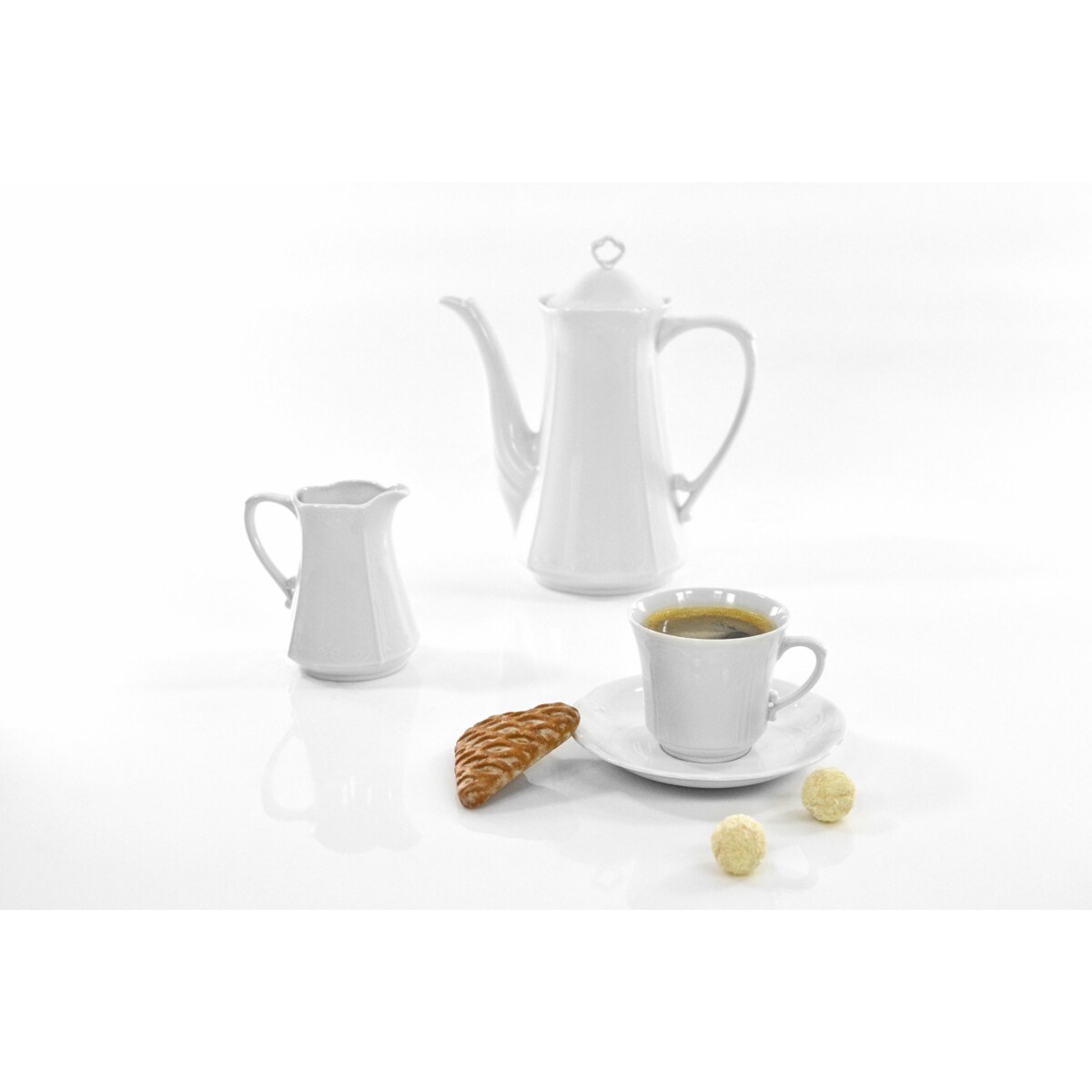 Garnitur do kawy dla 12 osób 39 el. Kamelia Biała C000