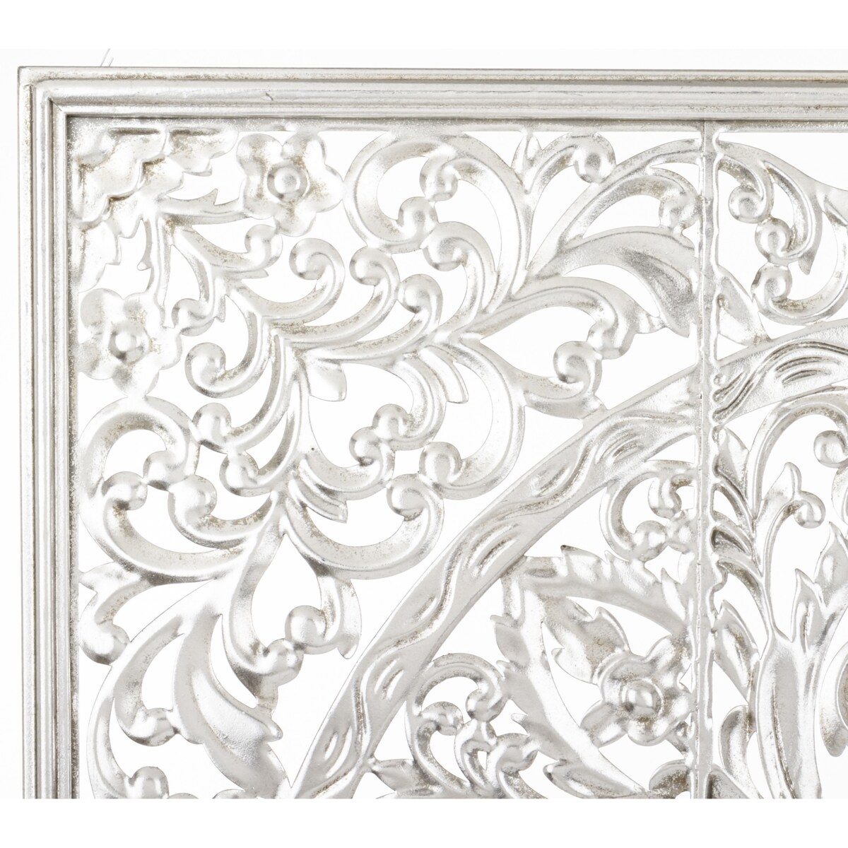 Dekoracja ścienna metalowa 80x80x2 cm ROZETA srebrna