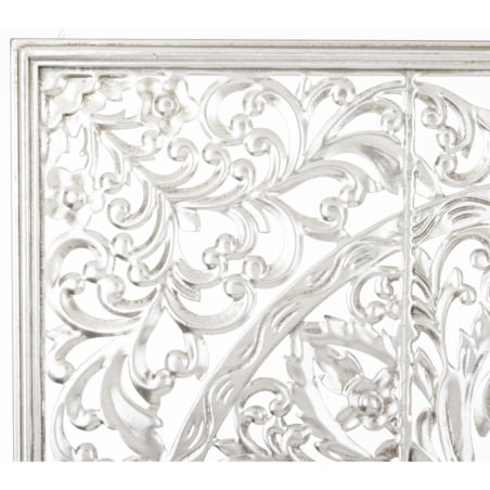 Dekoracja ścienna metalowa 80x80x2 cm ROZETA srebrna