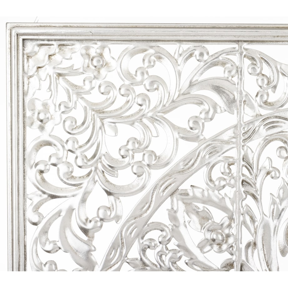 Dekoracja ścienna metalowa 80x80x2 cm ROZETA srebrna