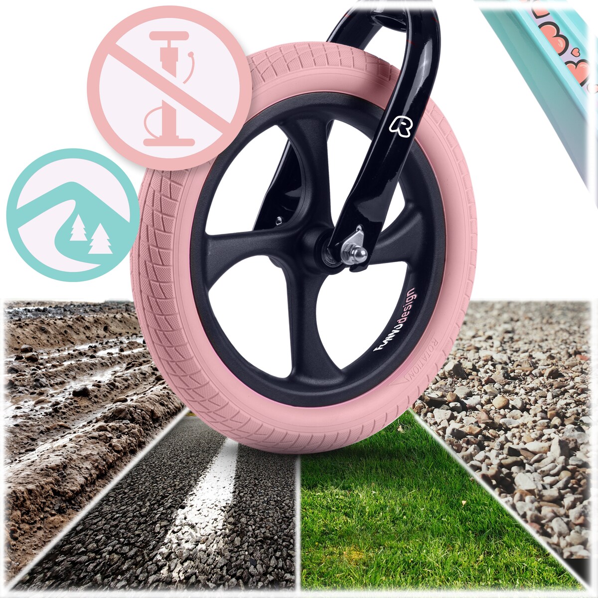 Rowerek biegowy dla dzieci magnesium Ricokids miętowo-różowy Funnu 760504