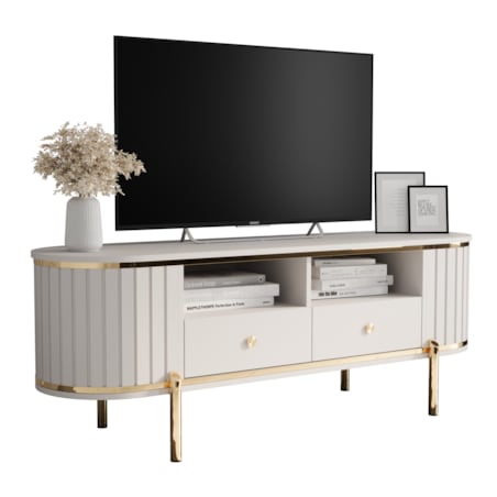 Szafka RTV półokrągła z lamelami NEW YORK 150 biały