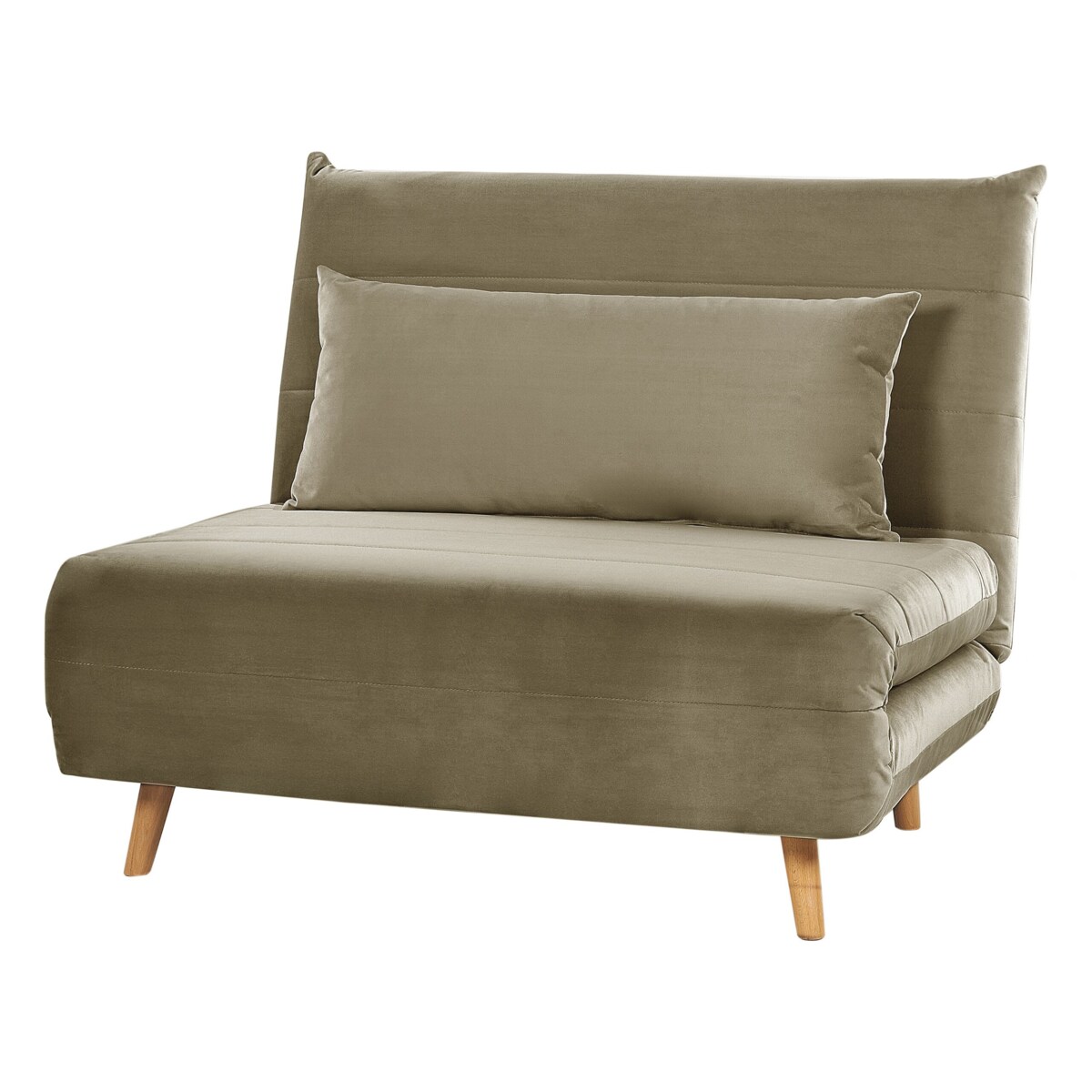 Sofa rozkładana welurowa jednoosobowa zielona oliwkowa SETTEN