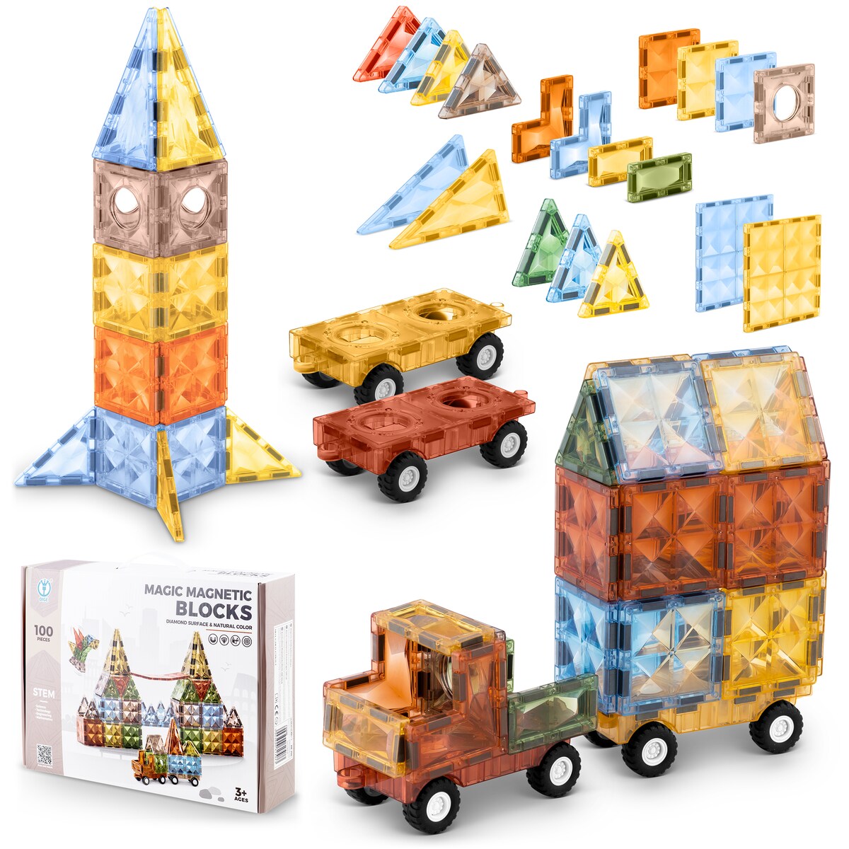 Klocki magnetyczne edukacyjne konstrukcyjne auto 3d Ricokids