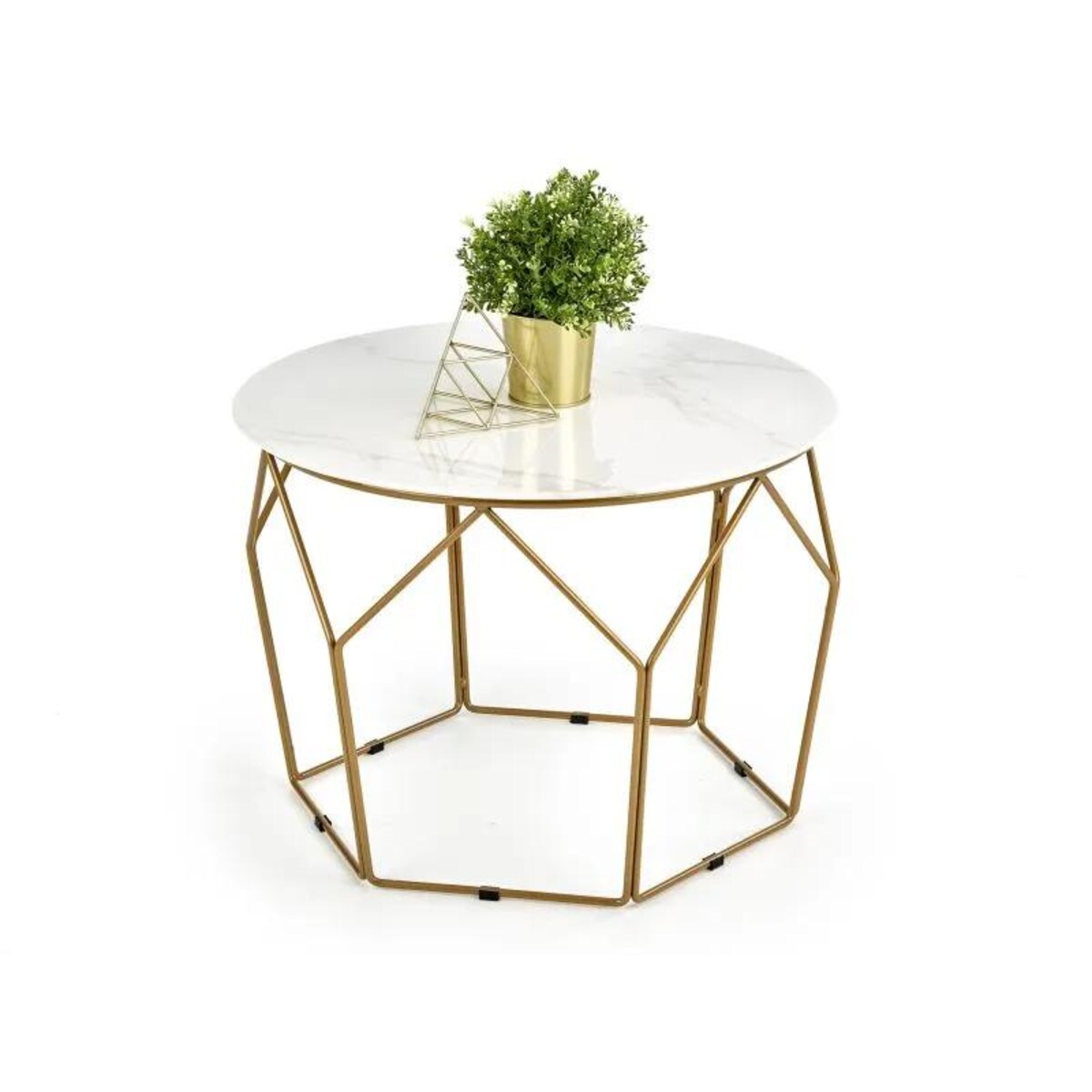 Ława MADISON 60x60 biały marmur/złota