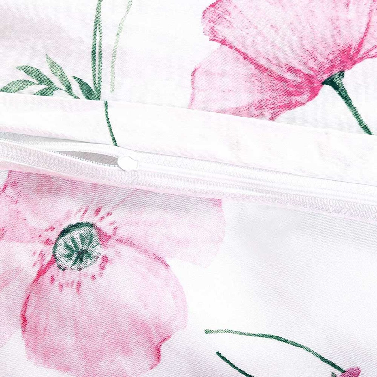 Pościel satyna bawełniana 180x200 Vellia biała w pastelowe kolorowe kwiaty akwarelowe, Satynlove