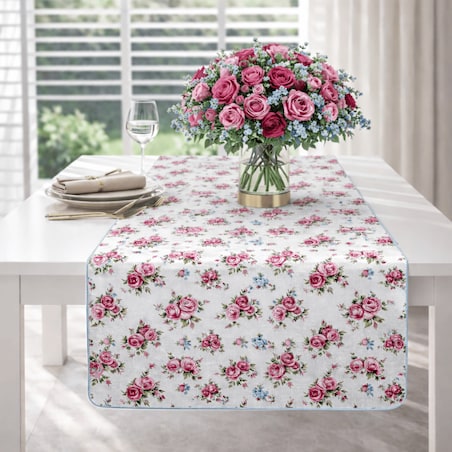 Dwustronny bieżnik Rose Garden & Stripes – 50 × 220 cm