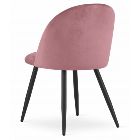 Krzesło Do Jadalni Kuchni Salonu Bello - Aksamit Ciemny Róż / Nogi Czarne X 2
