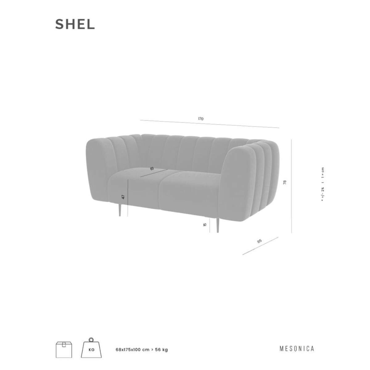 Shel Sofa 2-osobowa - beżowa