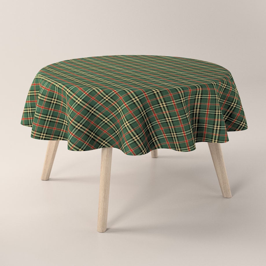 Obrus okrągły 160 x 160 cm zielono-czerwona kratka