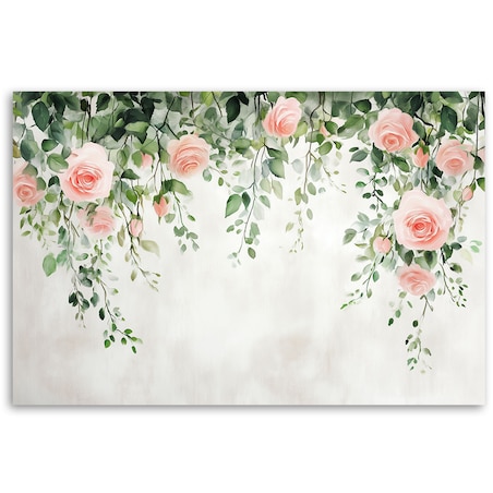 Fototapeta, Wiszące róże kwiaty zielone liście beton 350x245