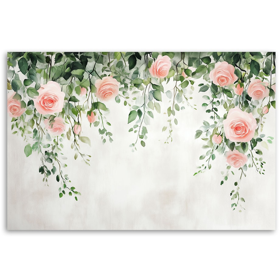 Fototapeta, Wiszące róże kwiaty zielone liście beton 350x245