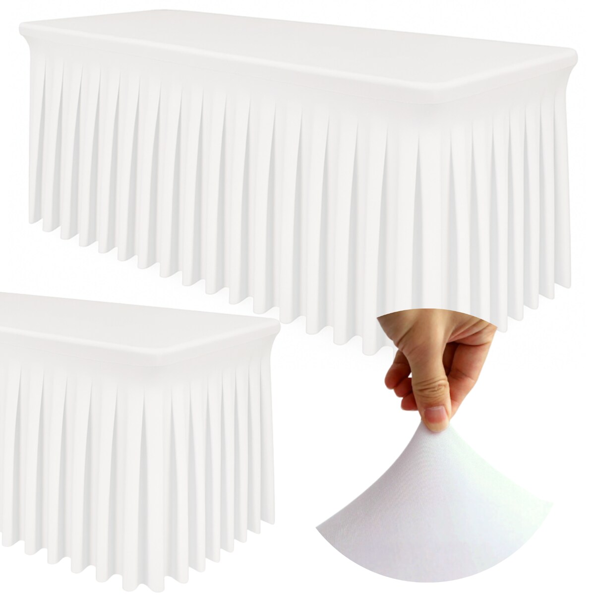 POKROWIEC OBRUS NA STÓŁ CATERINGOWY BANKIETOWY SKIRTING BIAŁY 180x76cm ELASTYCZNY [72S-BI]