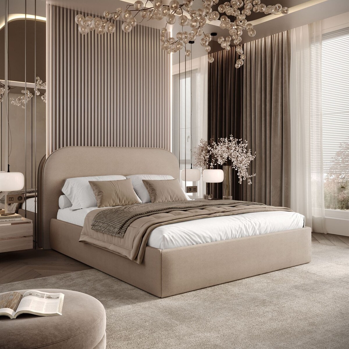 Łóżko tapicerowane OLIMPIA, pojemnik na pościel, s34, 160x200, Castel 15